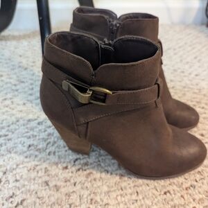 Brown Ankle Boots with Buckle Detail